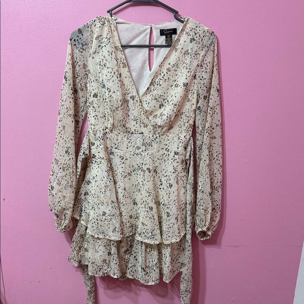 Jopna Cream and Black Long Sleeve Dress Size.XS